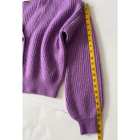 Scotch And Soda Sweater Cardigan Women M Purple Fuzzy Wool Alpaca Blend Boxy - Picture 8 of 11